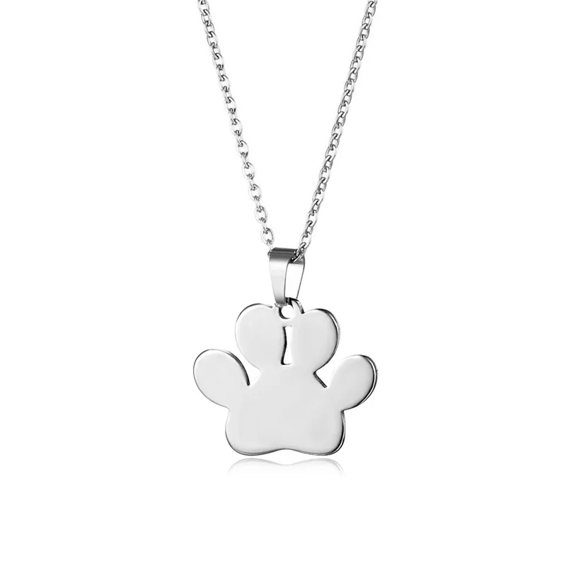 

2021 New Stainless Steel Dog Bear Paw Necklace for Women Cut Bear Palm Shaped Colar Feminino Pendant Necklace Animal Jewelry