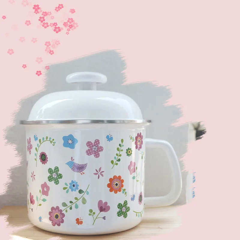 Молочный горшок для супа эмалированный чашка воды 16 см молока 1 8л миска лапши