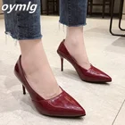 Лидер продаж 2020, женские туфли HEVXM с острым носком, туфли-лодочки из лакированной кожи, Классические свадебные туфли на высоком каблуке, женские туфли-лодочки абрикосового, винного, красного цветов, 6 см