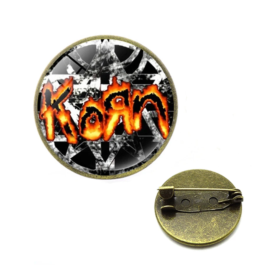 Модная брошь-булавка Korn ручная работа круглая рок-группа броши стеклянный купол