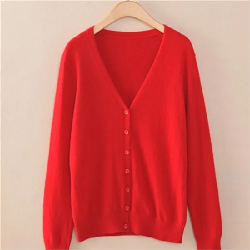 Женский вязаный кардиган однотонный короткий свитер с длинным рукавом