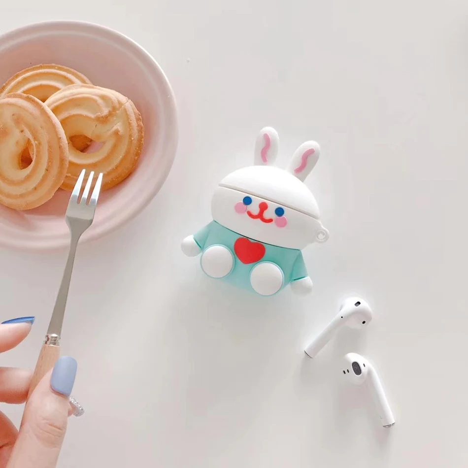 709I 3D наушники в виде кролика чехол для Airpods 2 чехол силиконовый чехол для мыши для Apple Air pods чехол Динозавр для наушников ремешок для наушников - Цвет: 709I
