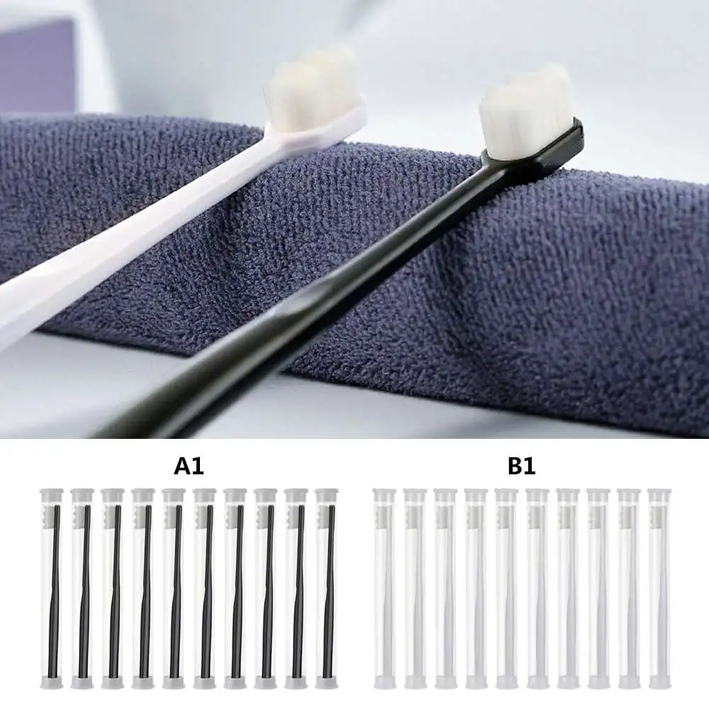

10 Pcs/Set Super-fine Soft Toothbrush Environmental Protection Antibacterial Fiber Hair Brushing Plastic Handle Dental Care Tool