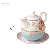 british creative teapot coffee cup pot set ceramic kettle flower tea set child mother pot one person cup pot belt filter hole