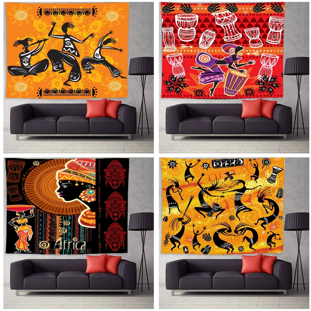 

Ethnic Style Tapestry Wall Hanging People Are Dancing Wall Blanket Bedroom Aesthetic Wall Art Tapestry for Living Room College