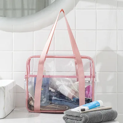 Pink Дорожные косметички из ПВХ, женские прозрачные косметички на молнии, органайзер для ванной, косметичка, косметичка - Цвет: Pink