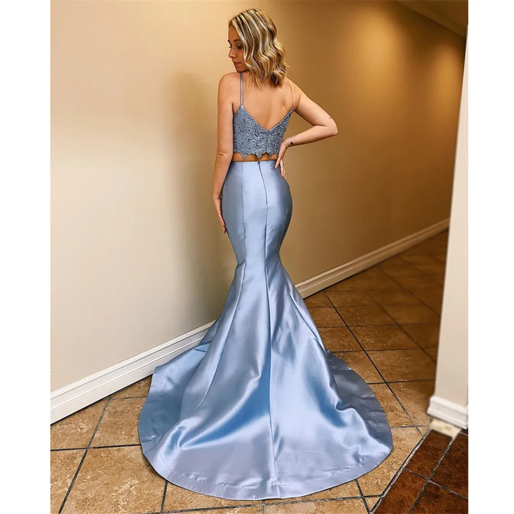 Вечернее платье-Русалка YUNUO из двух предметов атласное кружевное платье с