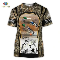 fashion casual mens t shirts harajuku short sleeve tee camouflage hunting wild duck animal 3d printed t shirt summer women tops