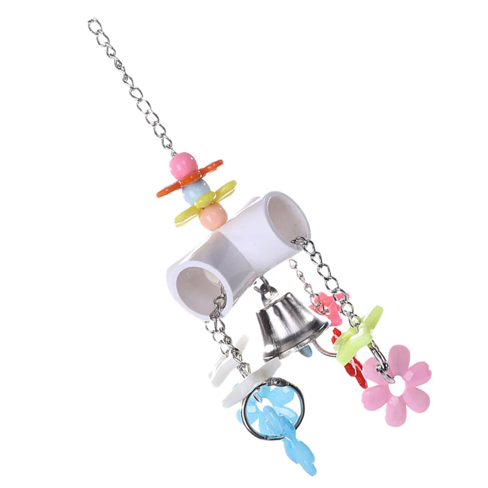 

Pet Birds Parrot Cage Hanging Chew Bite with Bell and Flower Pendant