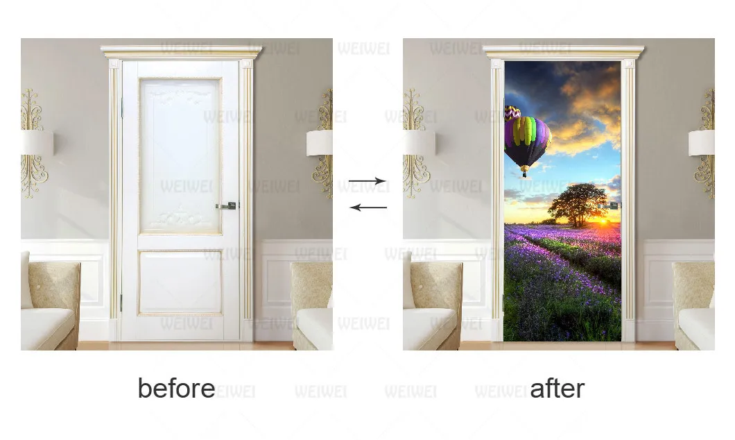 Креативная 3D наклейка на дверь пейзаж здание самоклеящиеся обои украшение