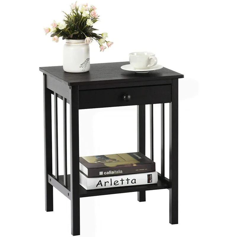 

Black Installation-free Wooden Home Bedside Table Bedroom Simple Storage Cabinet Multifunctional Table Board