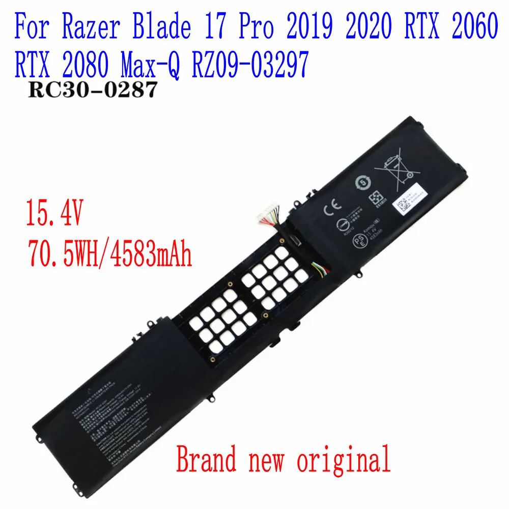 

15.4V Brand new 70.5WH/4583mAh RC30-0287 battery For Razer Blade 17 Pro 2019 2020 RTX 2060 RTX 2080 Max-Q RZ09-03297 Laptop