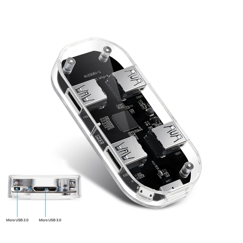 USB Hub Transparent USB3.0 Adapter 4 Port Combo TF SD Card Reader All in One for PC/Laptop | Компьютеры и офис