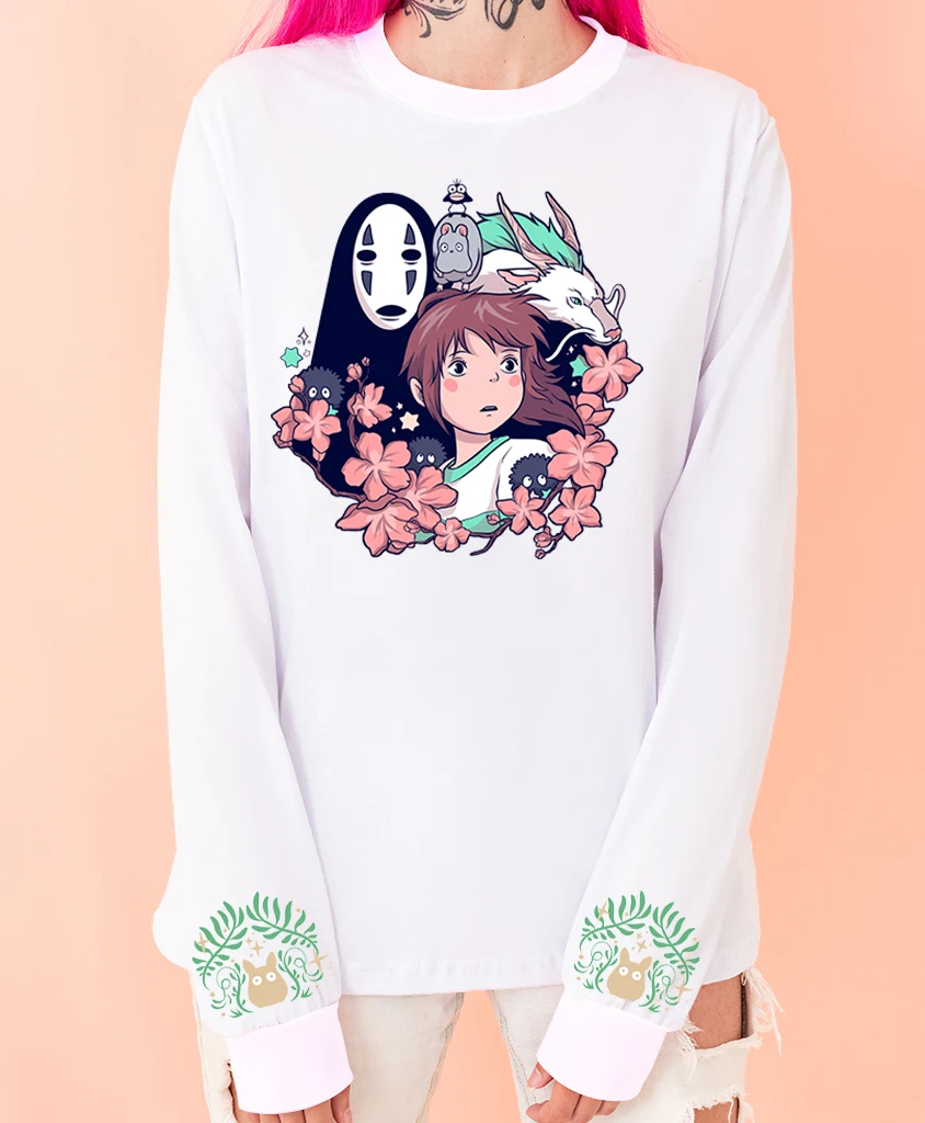 

Толстовка с капюшоном с рисунком из аниме «Унесенные призраками», японская толстовка с капюшоном Миядзаки Хаяо, аниме мовиц, большие размер...