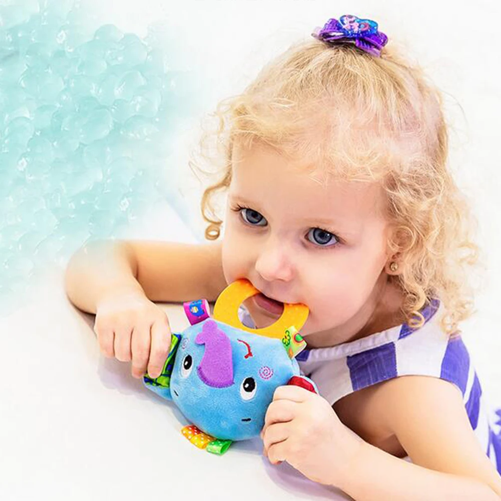 

Baby Animal Dog Plush Hand Graping BB Rattle Teether Educational Teething Toy Increase your child's interest