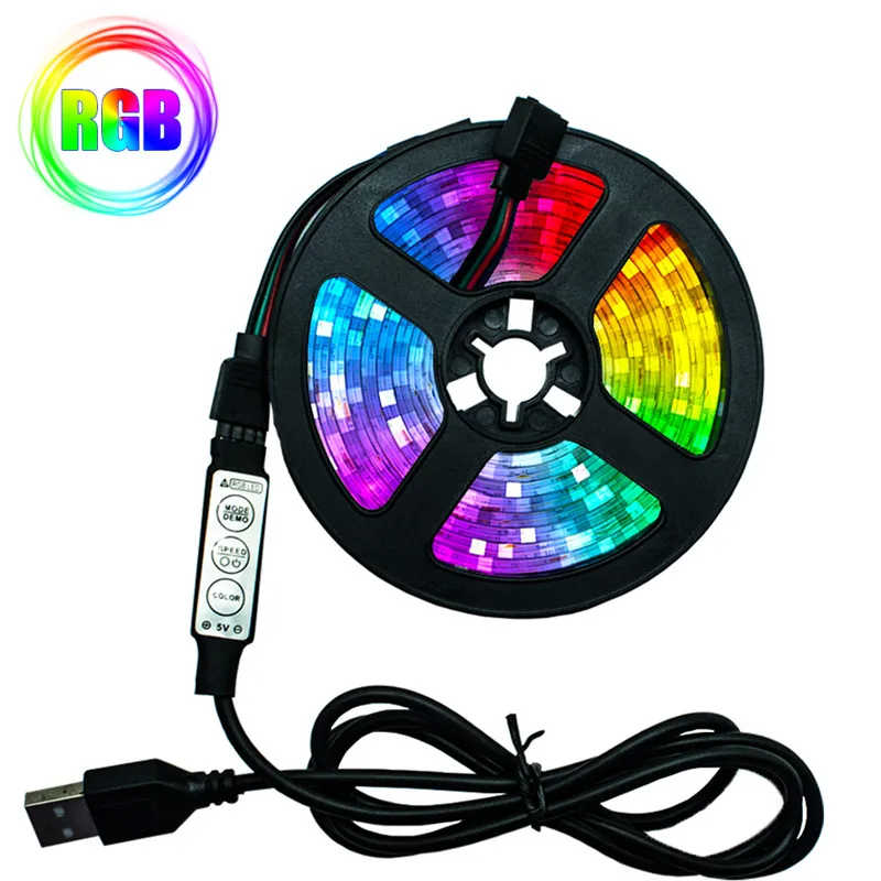Цветная (RGB) Светодиодные ленты светильник USB 2835 SMD LED Гибкие светодиодные HD ТВ