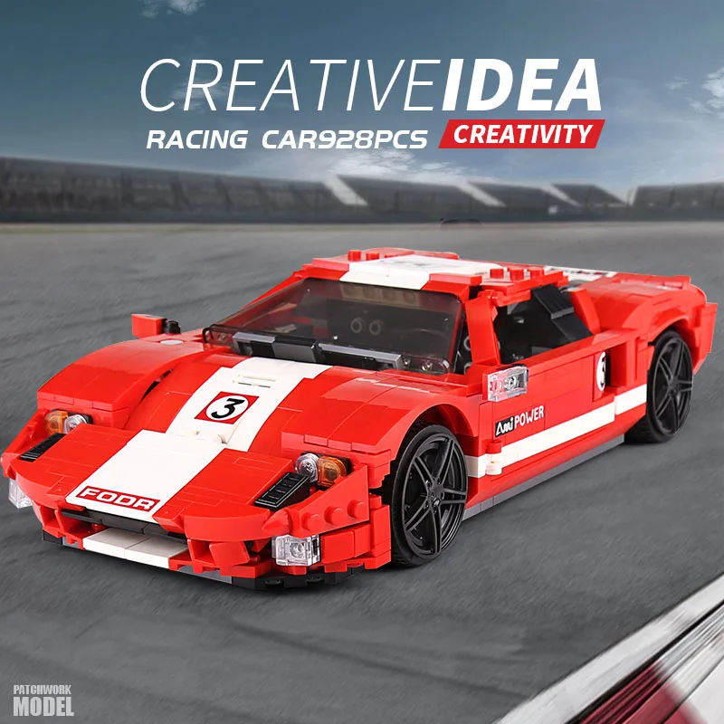 

MOC Technic Car Toys City Speed Sport Red Phanton GT Racing Car Model 10001 Building Blocks Bricks Kids DIY Toys Birthday Gifts