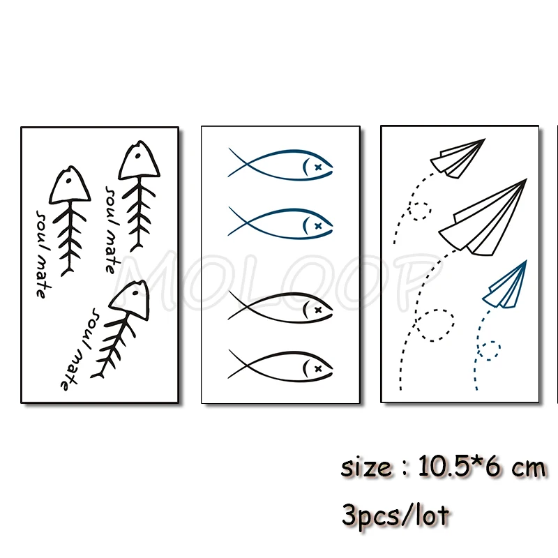 3 шт. водостойкие черные тату наклейки на тело|Временные тату| |