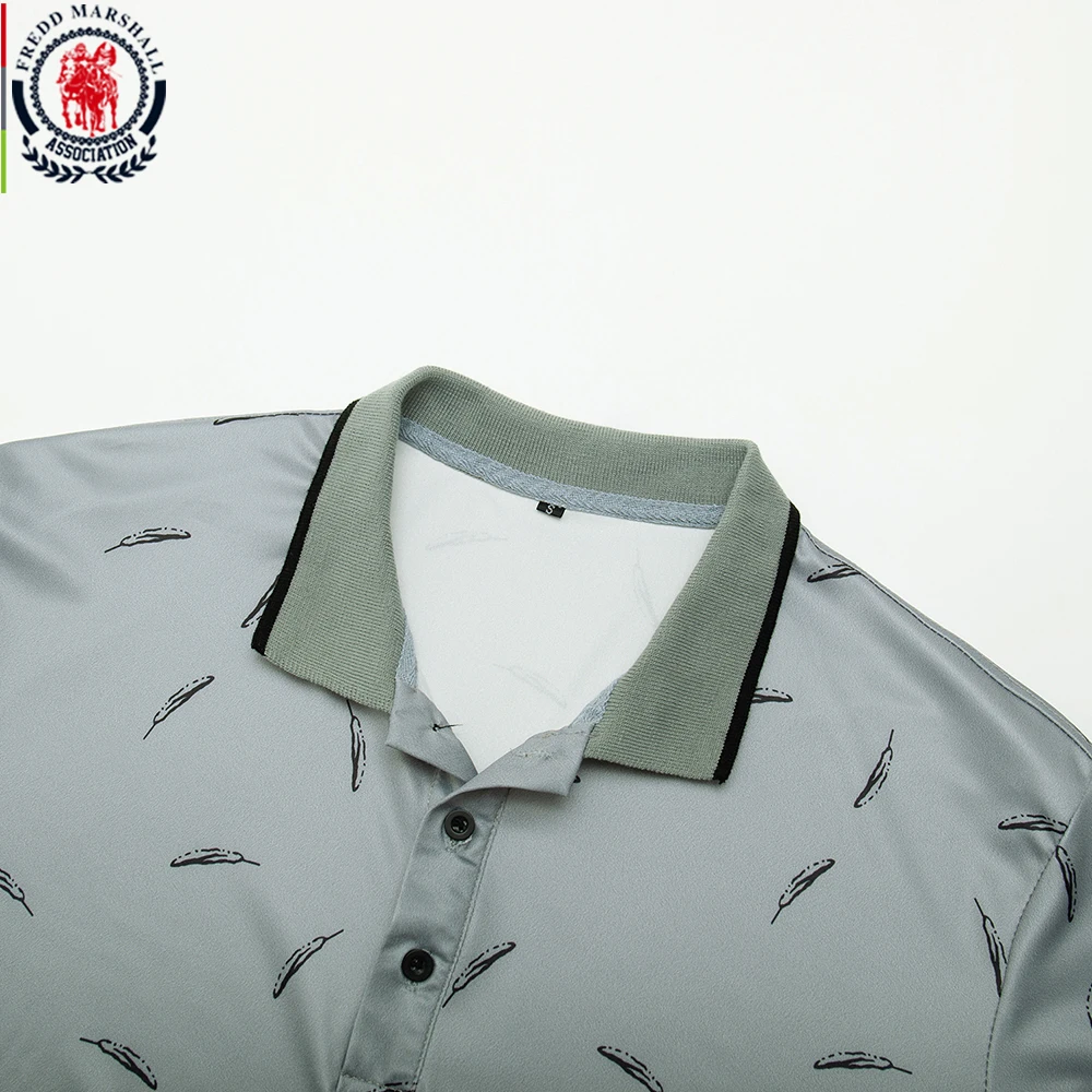 Fredd Marshall новинка 2019 рубашка поло с принтом перьев мужская повседневная брендовая