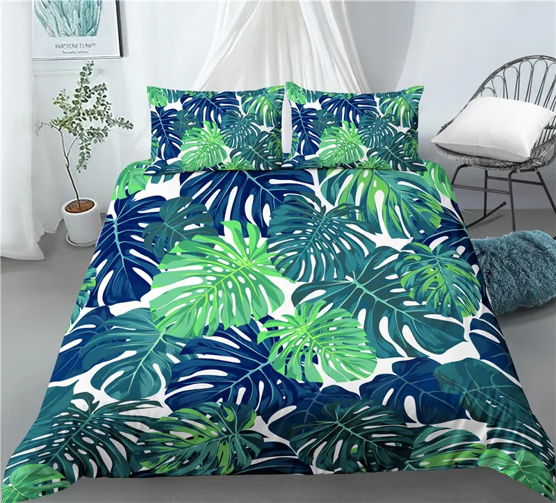 

Home Living Luxus 3D Blätter Drucken 2/3Pcs Komfortable Bettbezug Kissenbezug Bettwäsche-sets Königin und König EU/US/AU Größe