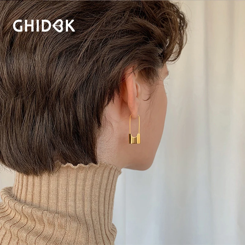 GHIDBK прекрасный и симпатичный висячий замок очарование серьги в виде колец Femme Street