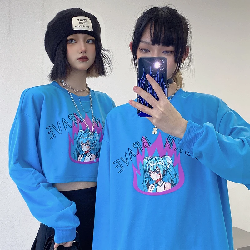 

Свитер, новинка 2021, женский весенний свободный универсальный короткий и Длинный топ в Корейском стиле, в стиле Харадзюку, с мультяшным принт...