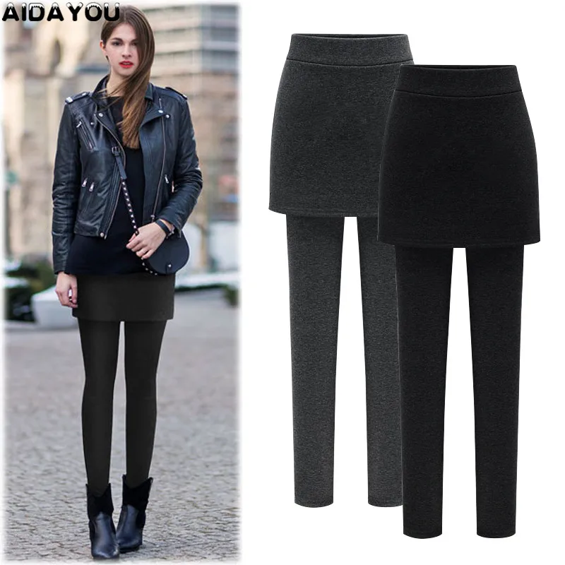 Женская флисовая юбка леггинсы теплые зимние Облегающие юбки размера плюс 4XL 5XL 6XL