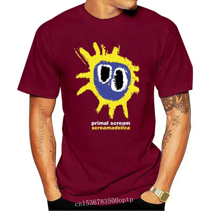 

Дизайнерская желтая футболка Primal Cry с надписью «screamadelica», футболка из 2021 хлопка, высококачественная повседневная футболка с принтом
