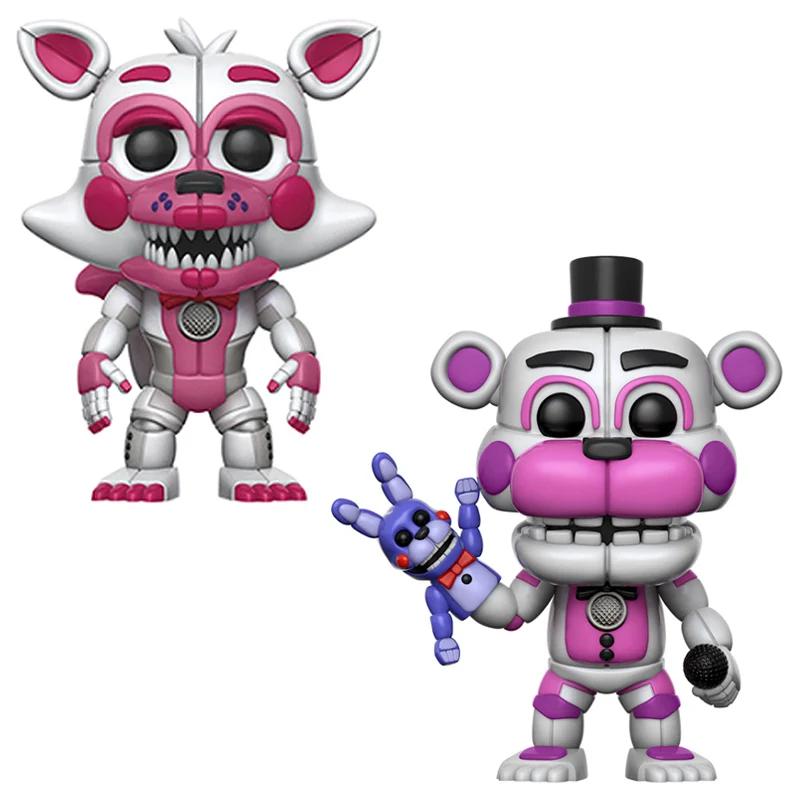 2PCS Игрушки Five Nights At Freddy's, ПВХ, 10 шт., фигурки, куклы-медведи из винила FNAF Бонни и Чика Foxy Freddy Fazbear, кукла - Цвет: 2PCS