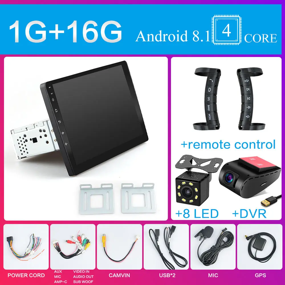 Зеленый 1 DIN Встроенный Android 8,1 или 9,0 2 din Автомобильный Радио плеер с 2.5D Сенсорный экран RDS DAB BT gps 1" HD Автомобильный аудио 2DIN навигации - Цвет: Зеленый