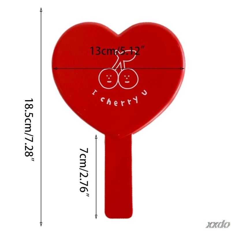 

Heart-Shaped Red Handheld Mirror Cartoon Cherry Vintage Cosmetic Makeup Tool