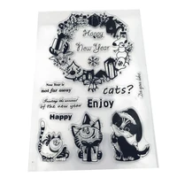 1pc kawaii festive cat transparent clear silicone stamp seal diy scrapbooking stencil coloring decorative office school supplies