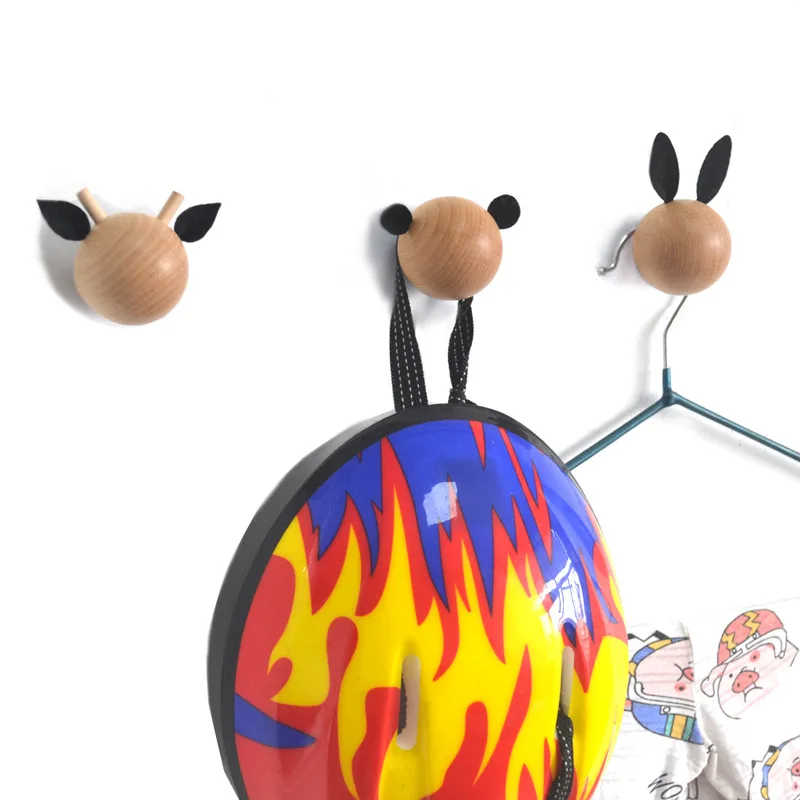 

Children's Room Wooden Hook Cartoon Deer Animal Clothes Hooks Key Holder Wall Key Hangers Wall Hooks Decorative Wall Hook Gift
