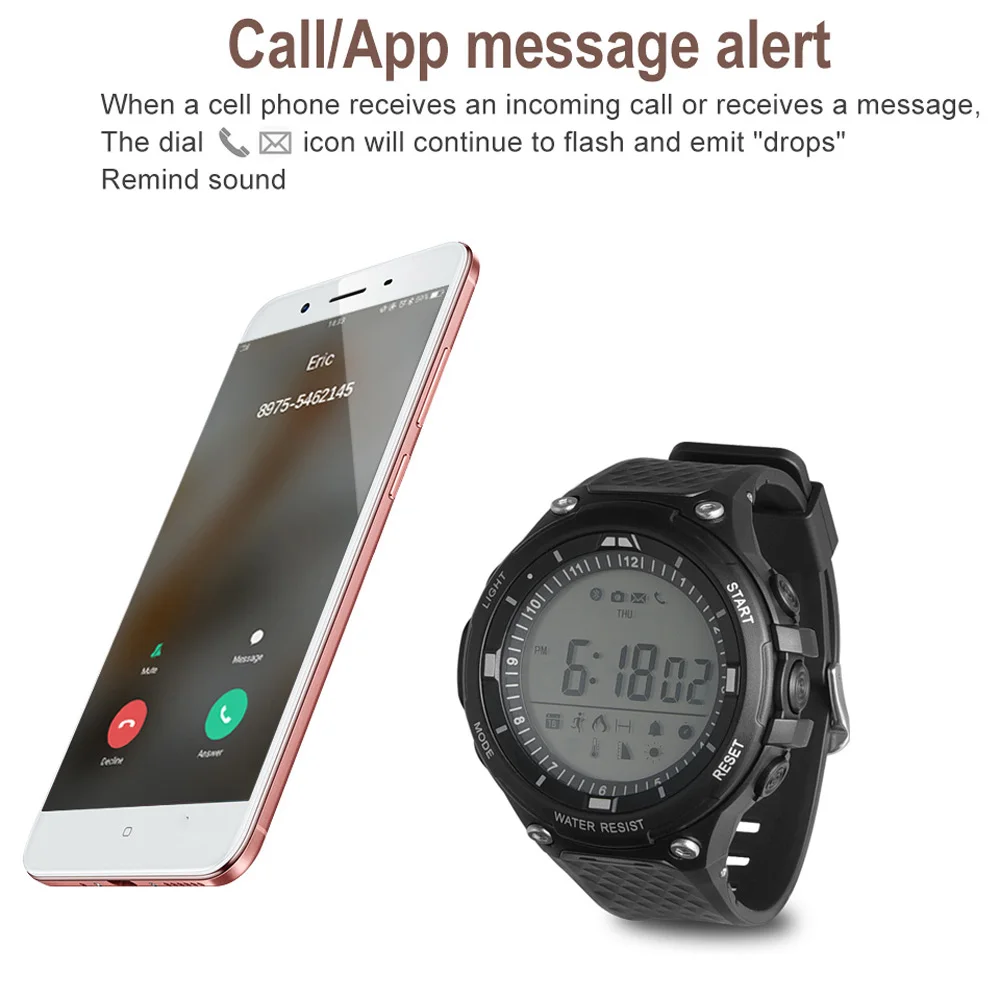 Водонепроницаемые наручные часы IP68 умные наружный телефон фитнес-трекер шагомер