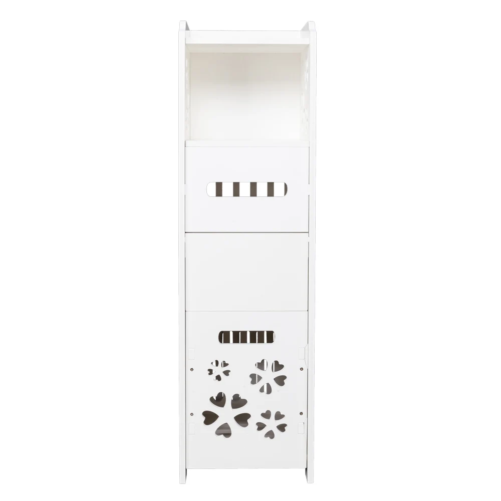

【US Warehouse】3-tier Bathroom Storage Cabinet with Garbage Can 25*25*80CM White
