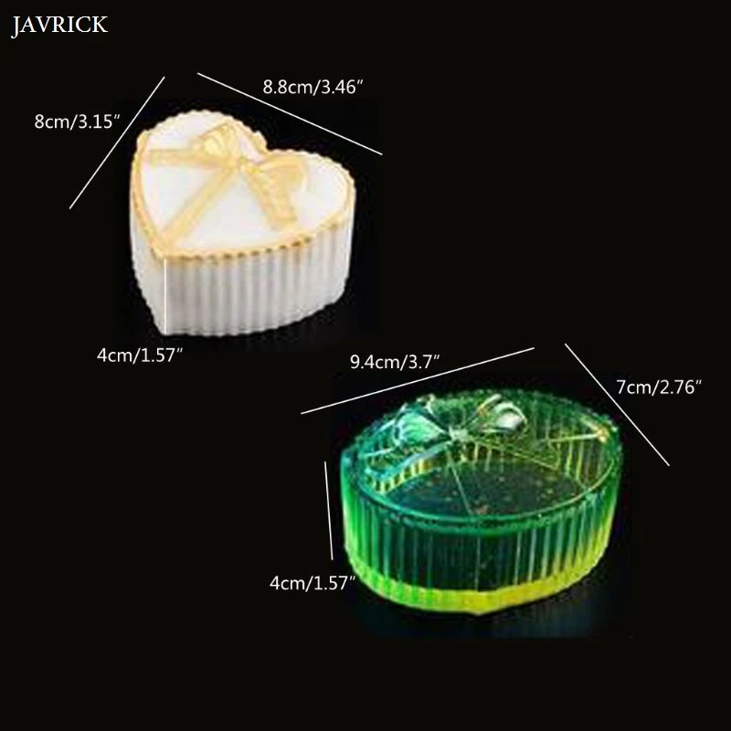

2Pcs Gift Boxes Silicone Molds with Ribbons Jewerly Boxes Molds Heart Oval Shape Silicone Resin Molds Art Crafts Tools