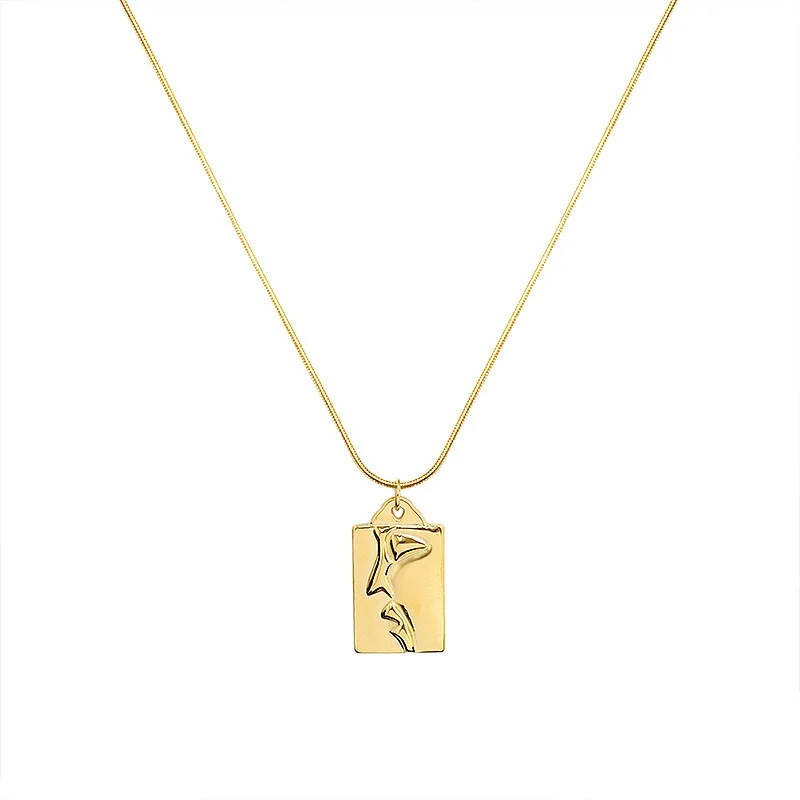 

Stainless Steel Geometric Hip Hop Half Face Portrait Pendant Necklace Female Neck Chain For Women's Accessories Jewellery 2021