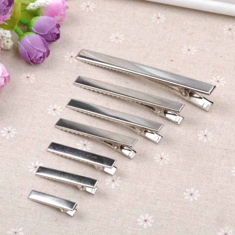 

50Pcs New Silver Flat Metal Single Prong Alligator Hair Clips Crocodile Barrette For Bows DIY Hairpins Gifts Craft
