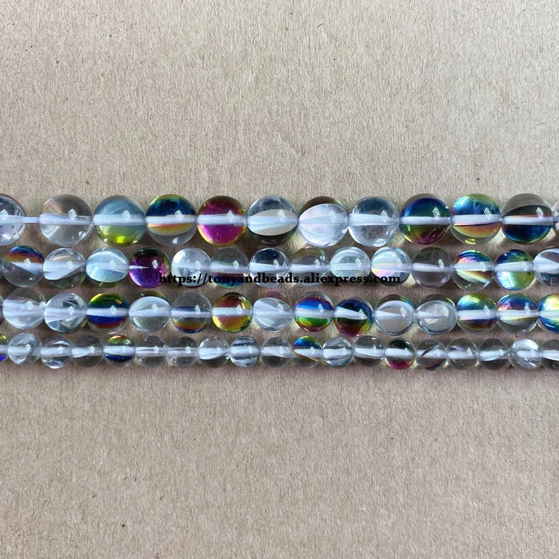 Гладкий синтетический лунный камень K9 Радужный австрийский хрусталь круглые