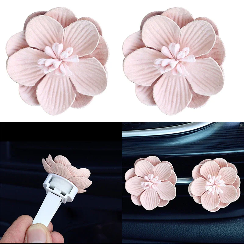 

2 Pcs Auto Air Conditioner Freshener Vent Solid Car Perfume Clip Flower Decor Air Fragrance Smell Diffuser Car Accessories