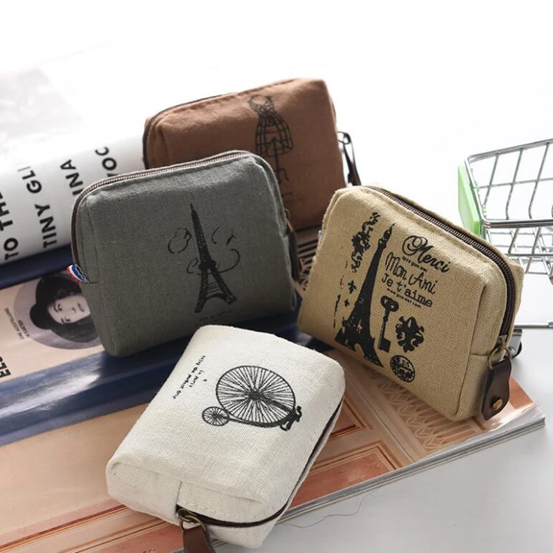 Милый льняной чехол карандаш 1 шт. милая башня велосипед белая серая монета