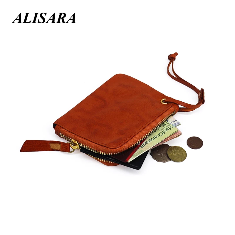 

The first layer of cowhide zipper coin purse men's leather retro card bag wristband women's hand clutch coin purse tide