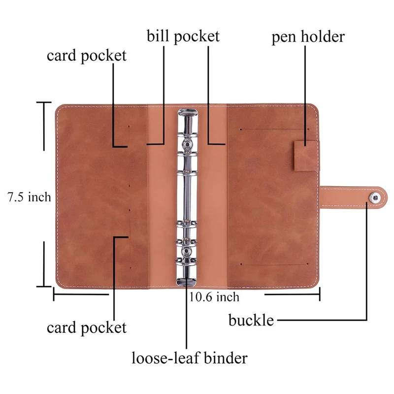 

12Pcs A6 Colorful Zipper Loose-Leaf Bag with PU Leather Notebook Binder Cover Waterproof Cash Budget Envelope System