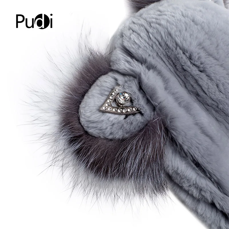 Pudi HF7034 MS шарф из кроличьего меха, шапка с милыми ушами серебристой лисы, модная теплая зимняя шапка различных цветов на выбор