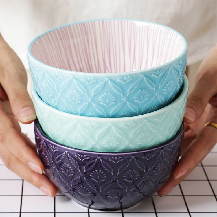 4 5 дюймов с теснением оптовые продажи керамической посуды бытовой ужин хлопья