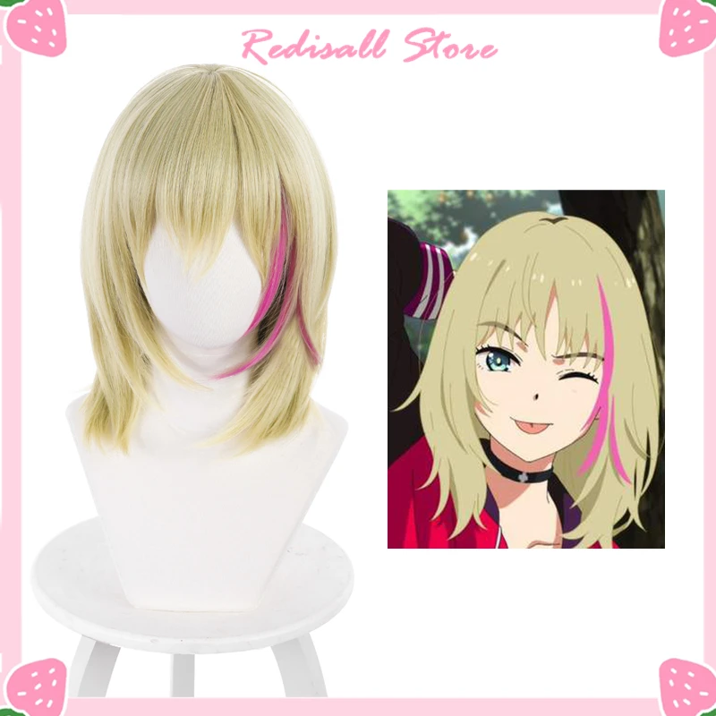 

Парик для косплея аниме WONDER EGG из аниме «Kawai Rika», термостойкий розовый, длиной 40 см, с хайтлайтером, для ролевых игр