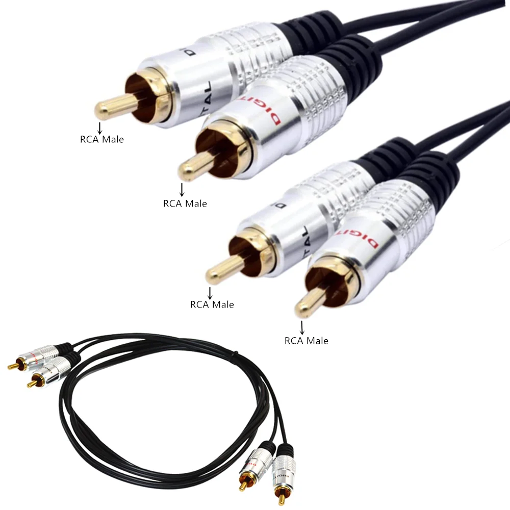 Стерео аудио кабель ERE 2RCA папа к позолоченный для домашнего кинотеатра HDTV
