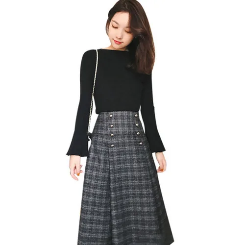 Осенне зимний вязаный свитер комплект из двух предметов Топ с длинным рукавом и