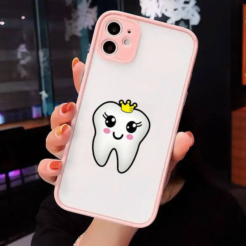 

Funny Cartoon Dentist Dental Crowned Teeth Phone Cases matte transparent For iphone 7 8 11 12 plus mini x xs xr pro max cover