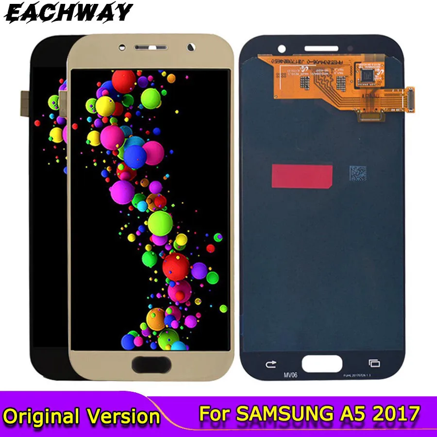 Купи ЖК-дисплей AMOLED 5, 2 дюйма для SAMSUNG GALAXY A5 2017 LCD A520 A520F, дисплей с сенсорным экраном и дигитайзером в сборе для SAMSUNG A520 LCD за 3,570 рублей в магазине AliExpress